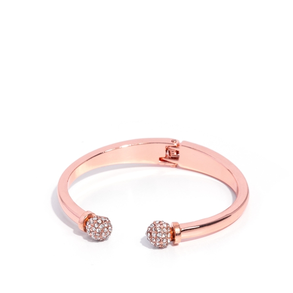 Paparazzi Copper Bracelet with Sparkling Accents Poetic Pizzazz Hinged Fashion - Picture 1 of 3